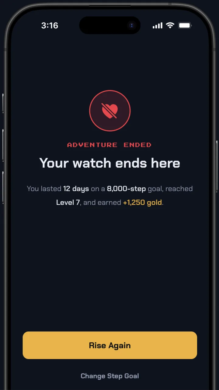 The end of a run: how far you got, and what it paid.