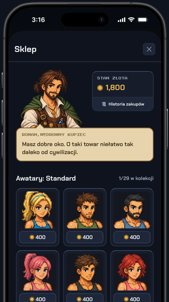 Sklep: ponad 140 awatarów w pięciu stylach.